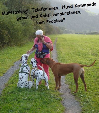 Multitasking!! Telefonieren, Hund Kommando 








geben und Keksi verabreichen, 








kein Problem!!